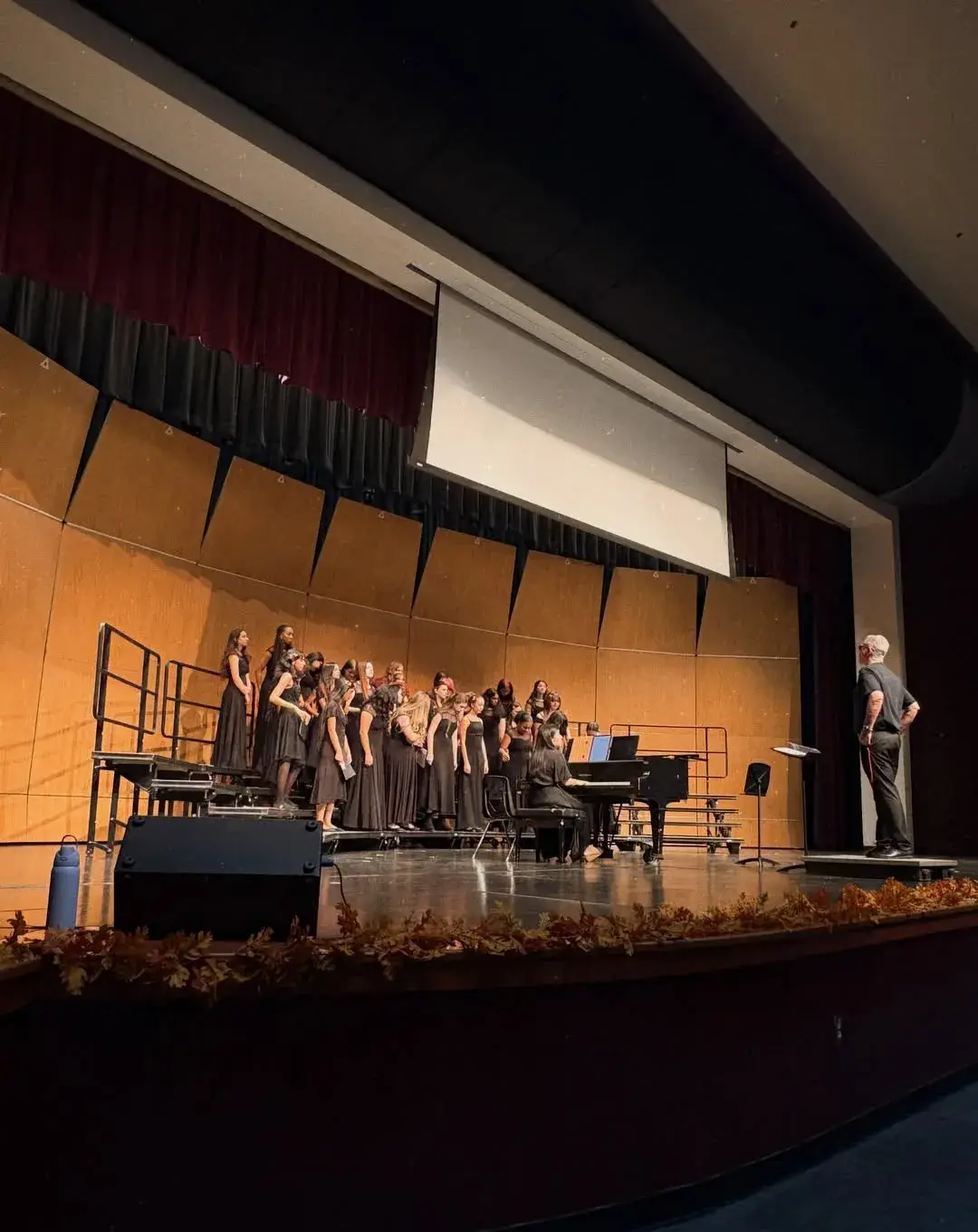 The choir on stage in the Hamilton auditorium for the fall concert
